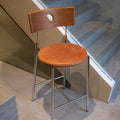 Mavy Bar Stool Walnut Brown Orange Seat 65cm