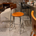 Mavy Bar Stool Walnut Brown Orange Seat 65cm